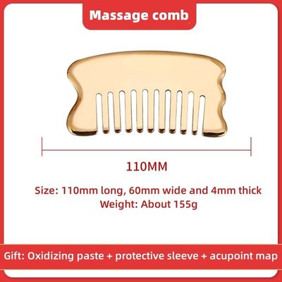 Outil de massage de la tête pour le massage des muscles Outil de massage du cuir chevelu personnalisé Outil de massage du cuir chevelu Carré Brass Gua Sha Comb Metal Copper Gua Sha Comb