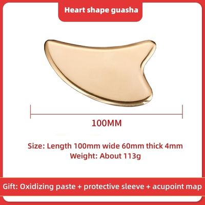 En forme de cœur d'or métal en laiton naturel Gua Sha grattage Guasha Massage facial spa pour le massage des acouphènes méridiens