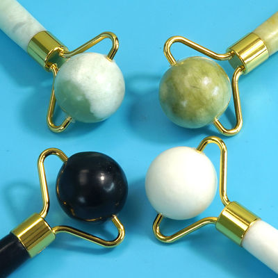 Outil de beauté faciale sphérique de la pierre de jade naturelle Gua Sha Massage Perle Roller Facial pour le corps et les soins de la peau Traitement Spa