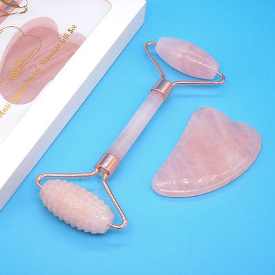 L'outil de massage à rouleaux pour le visage Gua Sha, Guasha Stone Body Self Skin Care Spa Anti-Aging Facial Beauty Box en rose
