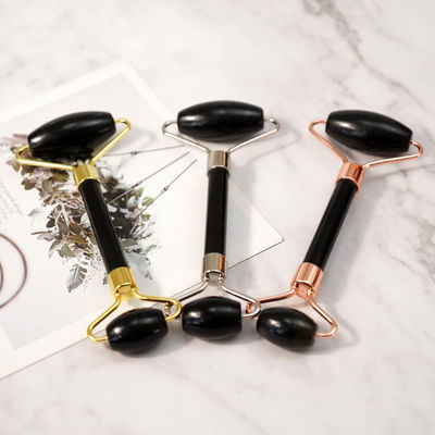 Massage musculaire personnalisé Black Bian Stone Gua Sha Scraping Board Guasha Face Roller Boîte à cadeaux pour les soins de la peau