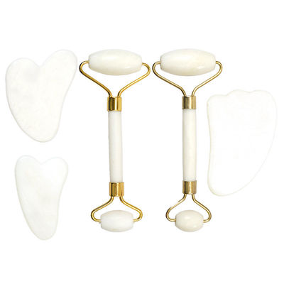 Outil de soins de la peau Natural White Jade Stone Gua Sha Scraping Board Guasha Face Roller Boîte cadeau pour le massage des muscles du corps