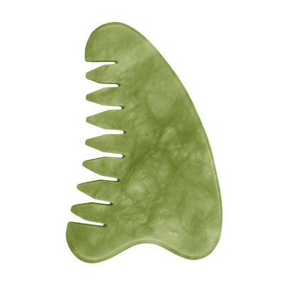 Propriétés Équipement de massage de la tête Jade vert naturel Gua Sha Masseur du cuir chevelu Peigne de massage lymphatique pour soins de santé des cheveux