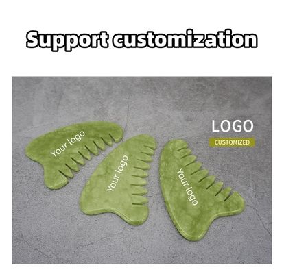Propriétés Équipement de massage de la tête Jade vert naturel Gua Sha Masseur du cuir chevelu Peigne de massage lymphatique pour soins de santé des cheveux
