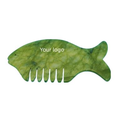 2024 Forme de poisson Xiuyan Jade Gua Sha Scalpe Massage Peigne à la tête Guasha Massageur pour équipement de massage à la tête jaune