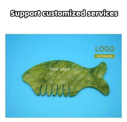 2024 Forme de poisson Xiuyan Jade Gua Sha Scalpe Massage Peigne à la tête Guasha Massageur pour équipement de massage à la tête jaune