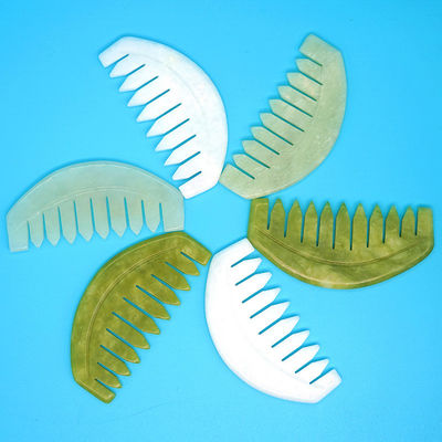2024 Forme ronde Xiuyan naturel Jade Gua Sha Massage du cuir chevelu Peigne de tête soins capillaires Massageuse drague Meridiens Produits les plus vendus
