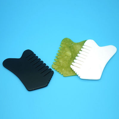 Jade Gua Sha Peignes de massage Peignes à cheveux en pierre Outils de tête portatifs pour les muscles du corps et outil de massage facial multifonctionnel