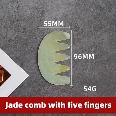 Thérapie d'acupuncture et massage du cuir chevelu Peigne naturel de cheveux en jade avec outils Xiuyan Jade Gua Sha
