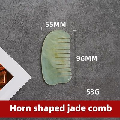 Thérapie d'acupuncture et massage du cuir chevelu Peigne naturel de cheveux en jade avec outils Xiuyan Jade Gua Sha