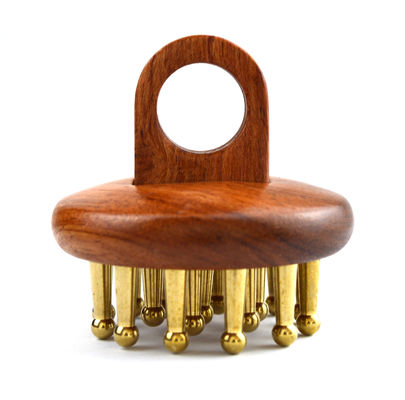 2024 Peigne de massage corporel brun cuivre cuir chevelu masseur brosse à cheveux pour les soins capillaires Dégrager les méridiens et soulager les maux de tête