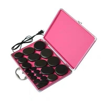 Massage corporel Pièces chaudes ensemble 22 pièces Pièces de basalte avec kit de chauffage Spa à domicile Relaxation Guérison soulagement de la douleur Traitement de spa