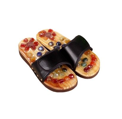 Fonction musculaire du corps Pierres naturelles hautement polies Pebbles anti-glissants souliers EVA Massage des pieds en point d'acupression Chaussettes d'acupression