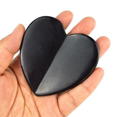 2024 Forme de cœur Naturel Noir Bian Stone Gua Sha Scraping Massage Outil pour le drainage lymphatique