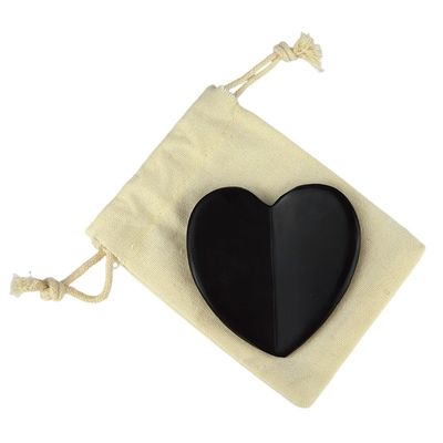 2024 Forme de cœur Naturel Noir Bian Stone Gua Sha Scraping Massage Outil pour le drainage lymphatique