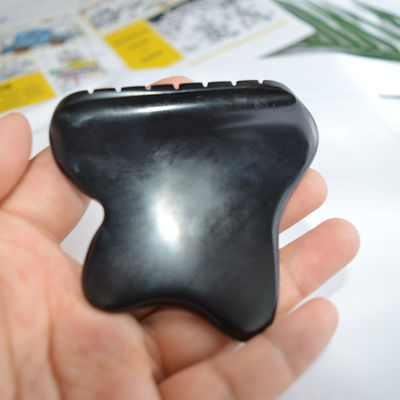 Cap de massage du cuir chevelu Outil de Guasha Jade Gua Sha Pierre avec nature Noir Bianstone Face Propriétés de Guasha