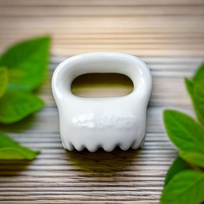 Relaxant le corps et le visage Le cuir chevelu Soins de santé personnels Outil de grattage de Gua Sha en céramique microcristalline avec logo personnalisé