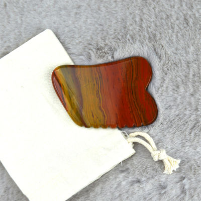 2024 Mookaïte rouge naturel chaud Jasper Gua Sha Massageur Logo personnalisé Soins de la peau Anti-âge Guérison des pierres Scraping outils de massage