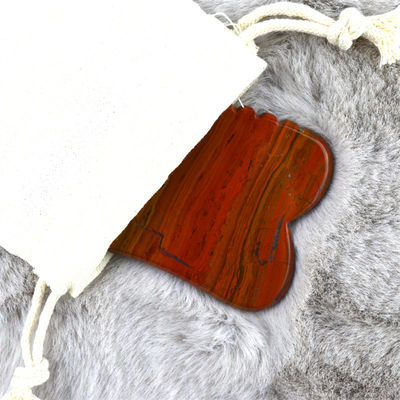 2024 Mookaïte rouge naturel chaud Jasper Gua Sha Massageur Logo personnalisé Soins de la peau Anti-âge Guérison des pierres Scraping outils de massage