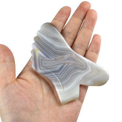 Logo personnalisé disponibled 100% Agate gris naturel Gua Sha Outil de massage pour le corps Self Skin Care Spa Levé de beauté du visage