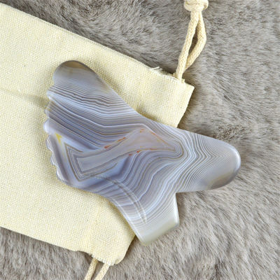 Logo personnalisé disponibled 100% Agate gris naturel Gua Sha Outil de massage pour le corps Self Skin Care Spa Levé de beauté du visage