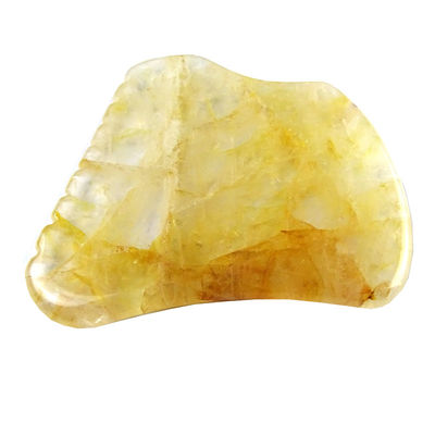 Équipement de massage corporel avec une planche à gratter jaune de citrine Gua Sha et une pierre jaune de cristal de Guasha