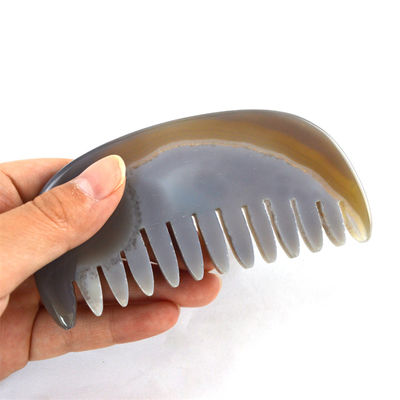 Agate Gua Sha Peignoir de massage du cuir chevelu planche de peignoir de pierre outil de soins personnels de la tête avec logo personnalisé