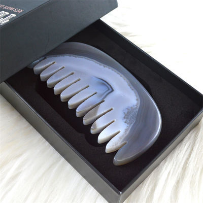 Agate Gua Sha Peignoir de massage du cuir chevelu planche de peignoir de pierre outil de soins personnels de la tête avec logo personnalisé