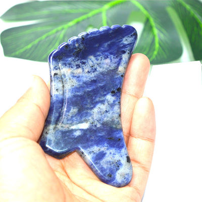Pierre Sodalite Bleue Gua Sha Outil de massage de rasage du corps Fonction de contrôle manuel câblé pour le visage et le corps Cadeau de beauté naturelle