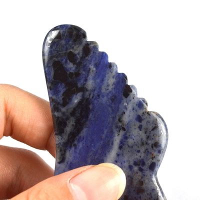 Massage corporel Points bleus en forme de cheval de mer Sodalite Gua Sha Outils pour le massage du visage et de la peau du corps en Guasha SPA Therapy