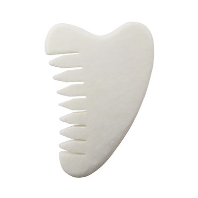 Zone de massage complet du corps Peigne de cheveux en jade blanc naturel Xiuyan Gua Sha Outils Massageur de cuir chevelu en jade pour soulager la tension du cuir chevelu