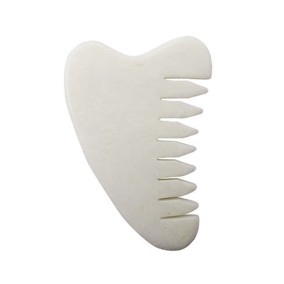 Zone de massage complet du corps Peigne de cheveux en jade blanc naturel Xiuyan Gua Sha Outils Massageur de cuir chevelu en jade pour soulager la tension du cuir chevelu