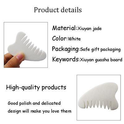 Zone de massage complet du corps Peigne de cheveux en jade blanc naturel Xiuyan Gua Sha Outils Massageur de cuir chevelu en jade pour soulager la tension du cuir chevelu