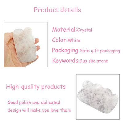 Gua Sha cristallin blanc Jade naturel Guasha outils faciaux pour le massage du corps SPA Acupuncture visage Cou et soins de la peau des yeux Cadeau