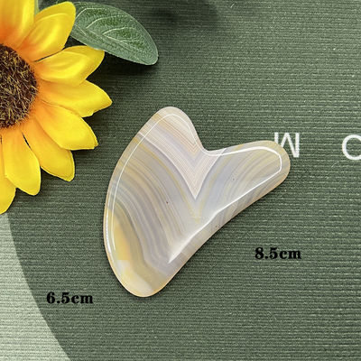 Agate rayé Jade en forme de cœur grattant Gua Sha Massage pour la réparation des mains et le lifting naturel de la peau