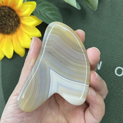 Agate rayé Jade en forme de cœur grattant Gua Sha Massage pour la réparation des mains et le lifting naturel de la peau