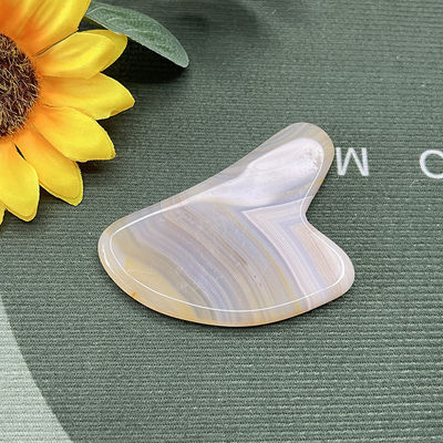 Agate rayé Jade en forme de cœur grattant Gua Sha Massage pour la réparation des mains et le lifting naturel de la peau