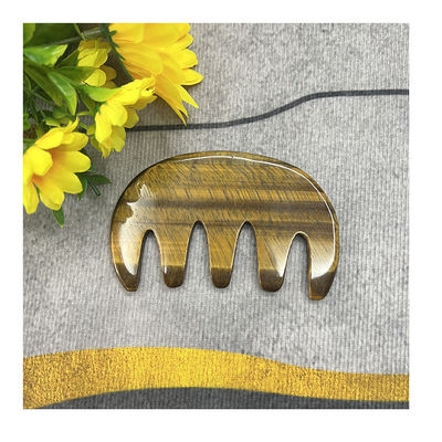 Meridian Care Jade Comb Natural Tiger Eye Stone Gua Sha Scraper pour le massage de la tête et du cuir chevelu