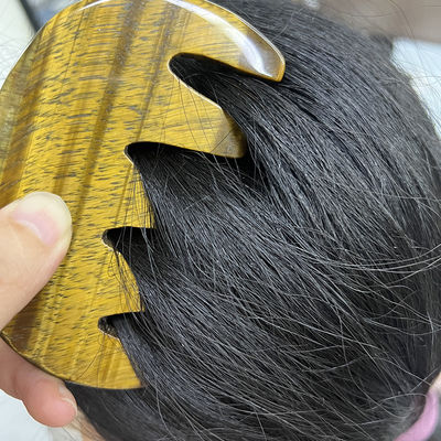 Meridian Care Jade Comb Natural Tiger Eye Stone Gua Sha Scraper pour le massage de la tête et du cuir chevelu