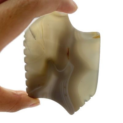 Masseur corporel portable à gratter en pierre d'agate gris pour le gua sha de jade naturel et le lifting de la peau