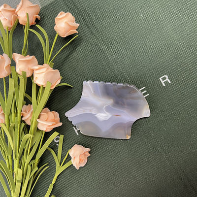 Masseur corporel portable à gratter en pierre d'agate gris pour le gua sha de jade naturel et le lifting de la peau