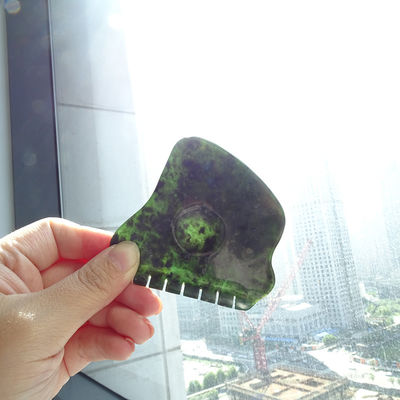 Pierre de jade naturelle Nanyang Noir-vert Guasha grattage massage Gua Sha pour activer le Qi et le dragage des garanties