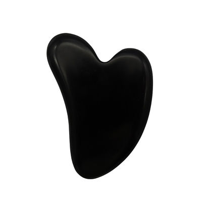 Pierre Bian noire naturelle en forme de cœur Outil de massage Gua Sha pour la méditation relaxante