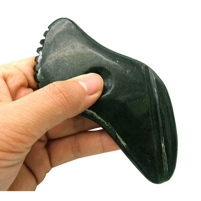 Néphrite vert foncé naturel Jade Gua Sha Massage du corps Outils de grattage traditionnels pour le corps entier 11,8cm*6cm*0,9cm