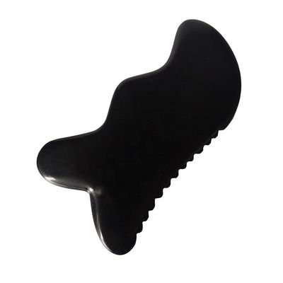 Outil de massage Gua Sha Outil de massage naturel en pierre Bian noire pour le cou et le dos