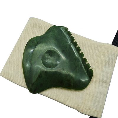 Logo personnalisé Nephrite vert Jade Anti-cellulite Guasha Scraper pour les soins de la peau du visage