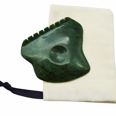 Logo personnalisé Nephrite vert Jade Anti-cellulite Guasha Scraper pour les soins de la peau du visage
