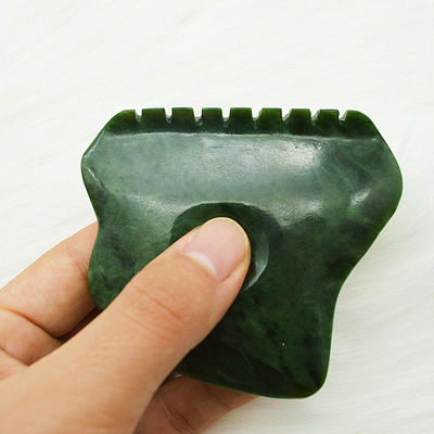 Logo personnalisé Nephrite vert Jade Anti-cellulite Guasha Scraper pour les soins de la peau du visage