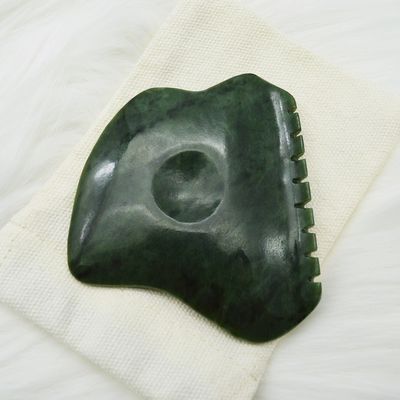 Logo personnalisé Nephrite vert Jade Anti-cellulite Guasha Scraper pour les soins de la peau du visage
