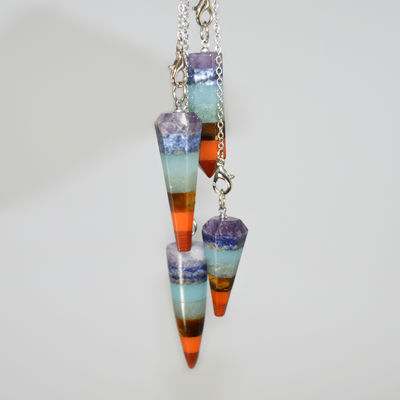 Section conique cristal naturel sept chakras énergie spirituelle de guérison pendule hexagonal collier de pyramide pendentif